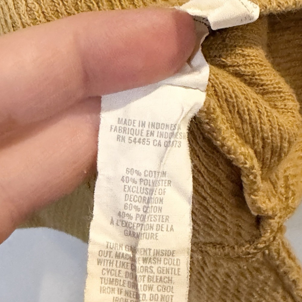 Aerie Womens Waffle Knit Oversized Sweatshirt Slouchy Cozy Mustard Yellow Size M - Picture 6 of 6